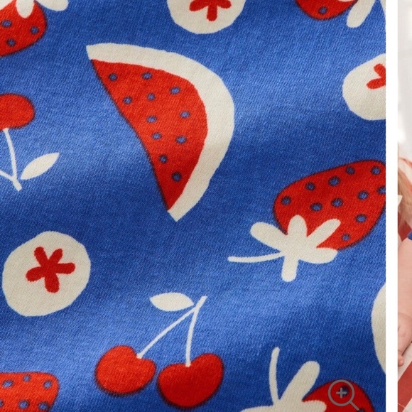 Hanna Andersson Blue and Red Watermelon Kids 2 way zip shortie sleeper - Picture 3 of 6